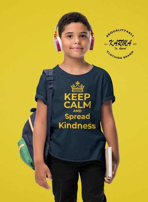 Karma Inc Apparel  "KEEP CALM AND SPREAD KINDNESS" Maize and Blue Premium Organic Cotton Kids T-Shirt