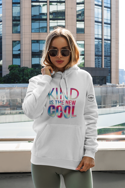 'KIND IS THE NEW COOL" Preimum Organic Cotton Hoodie - Karma Inc Apparel 